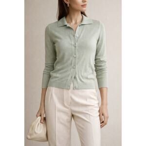 Giorgio Armani Silk Cashmere Vintage Y2K Sage Green Cardigan Sweater 40 Small